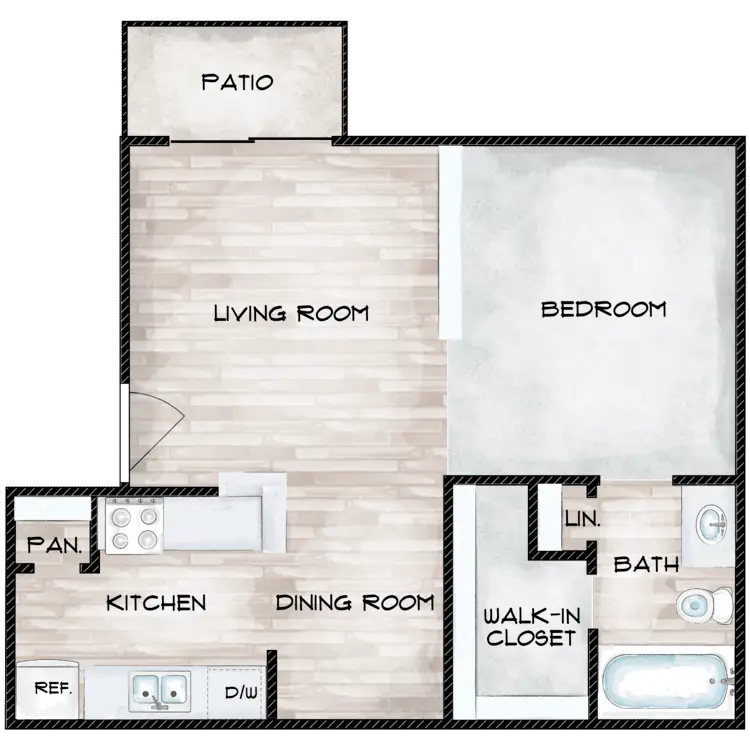 Arbor on Richmond 1 Bed floor plan, 500 sqft
