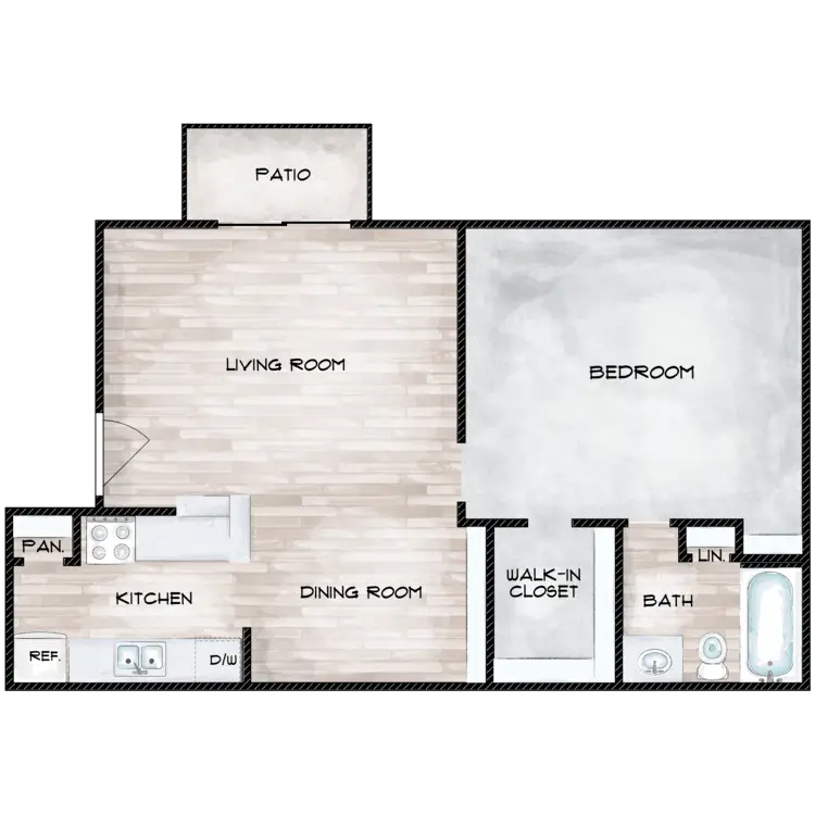 Arbor on Richmond 1 Bed floor plan, 700 sqft