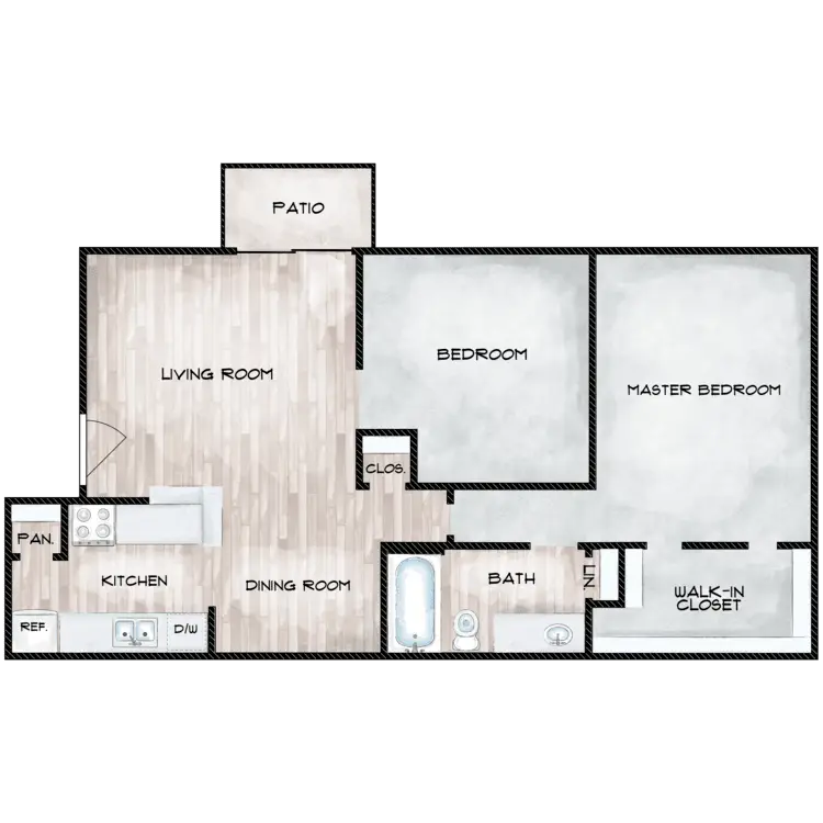Arbor on Richmond 2 Beds floor plan, 825 sqft