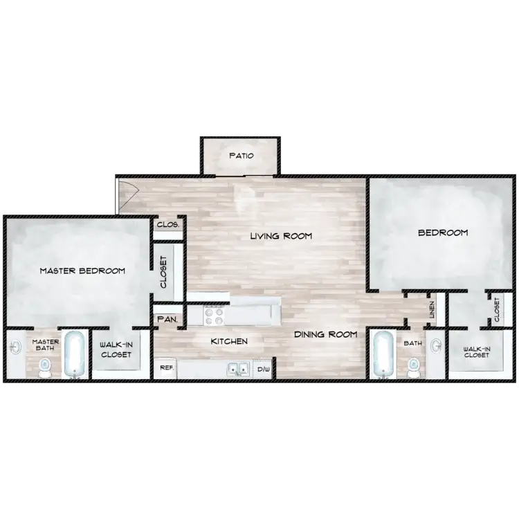 Arbor on Richmond 2 Beds floor plan, 1050 sqft