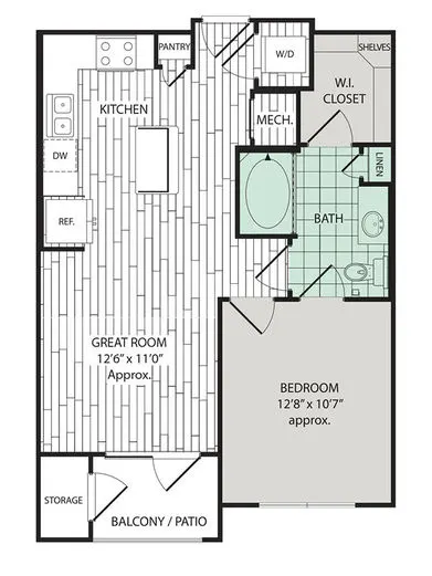 Broadstone Vintage Park 1 Bed floor plan, 641 sqft