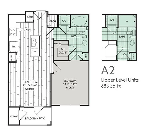 Broadstone Vintage Park 1 Bed floor plan, 683 sqft