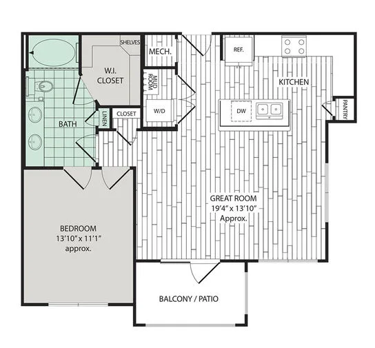 Broadstone Vintage Park 1 Bed floor plan, 803 sqft