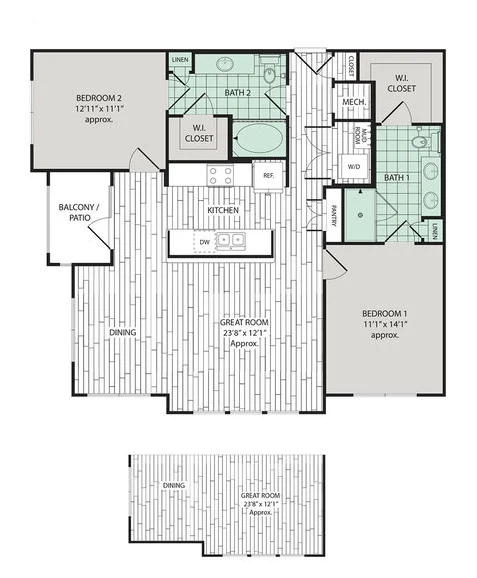 Broadstone Vintage Park 2 Beds floor plan, 1200 sqft