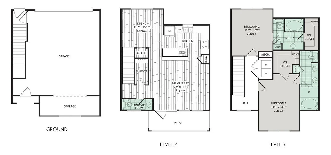 Broadstone Vintage Park 2 Beds floor plan, 1452 sqft