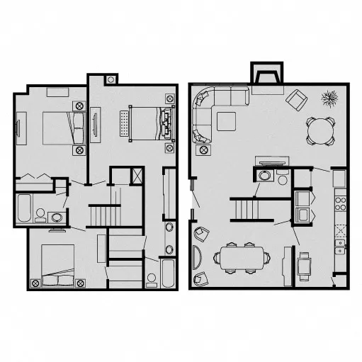 Woodlake on the Bayou Houston 3 Beds floor plan, 1750 sqft