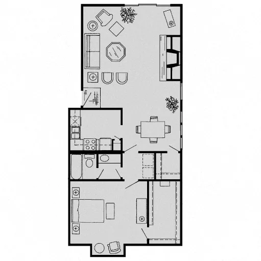 Woodlake on the Bayou Houston 1 Bed floor plan, 960 sqft
