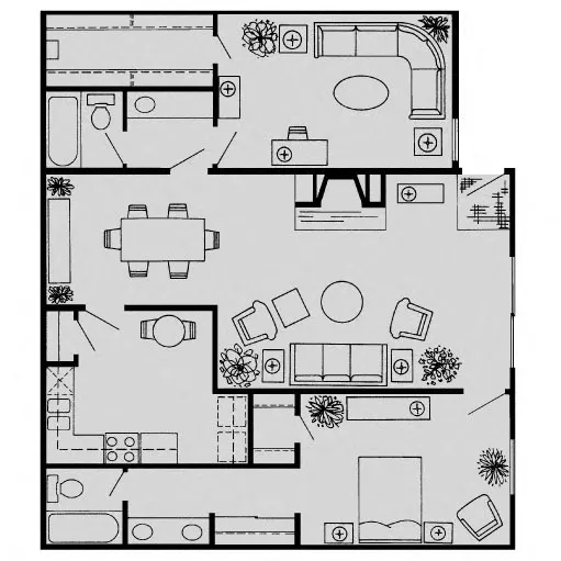 Woodlake on the Bayou Houston 2 Beds floor plan, 1224 sqft