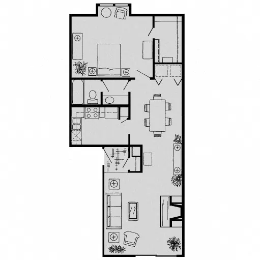 Woodlake on the Bayou Houston 1 Bed floor plan, 902 sqft