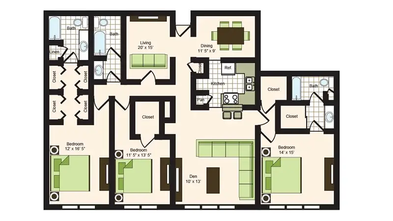 9900 on Memorial Apartments Den